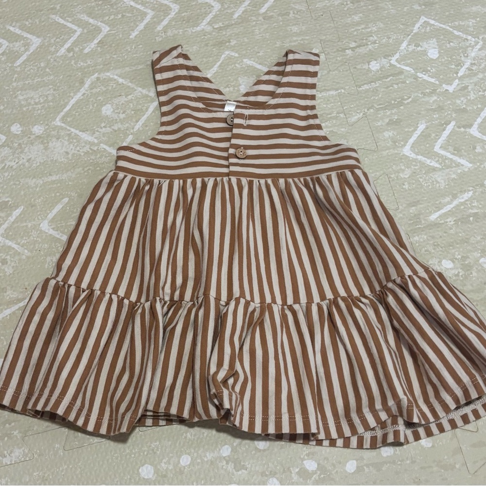 Striped Brown and White Baby Dress